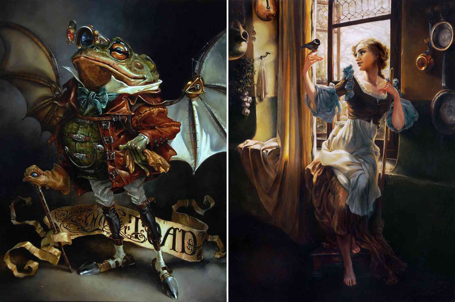 mr toad and cinderella realistic paintings